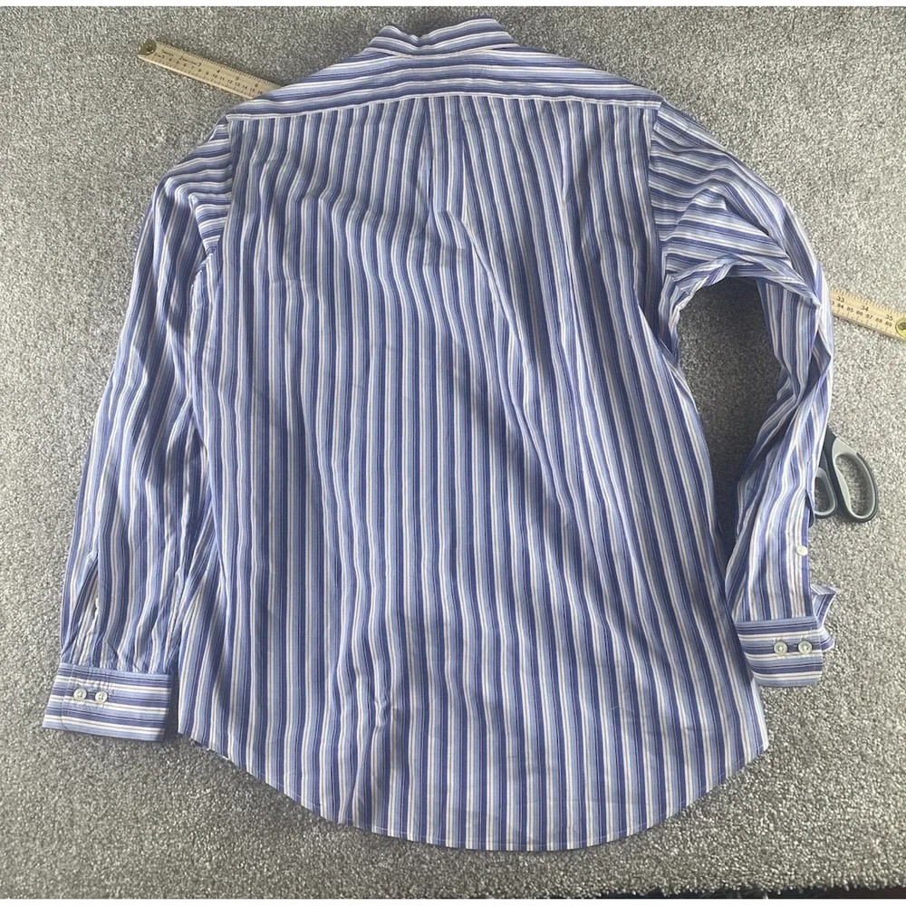 Polo Ralph Lauren Purple/Blue/Orange Striped Shirt 16-34/35 Mens L Blue Pony